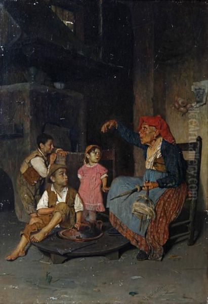 The Storyteller Oil Painting by Giuseppe Costantini