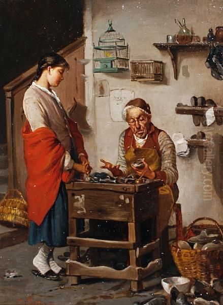 The Shoemaker Oil Painting by Giuseppe Costantini