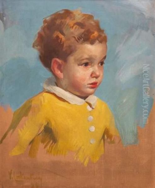 Portrait D'enfant Oil Painting by Virgilio Costantini