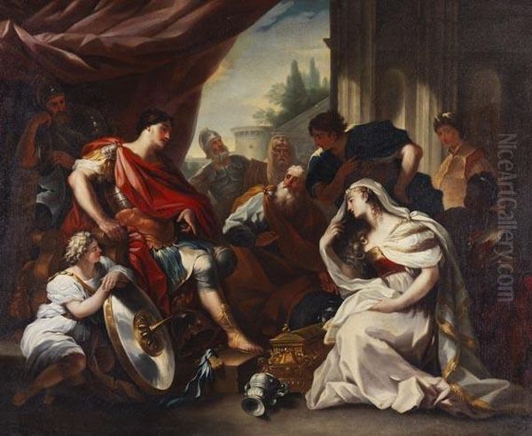 Der Grosmut Des Scipio. Oil Painting by Placido Costanzi