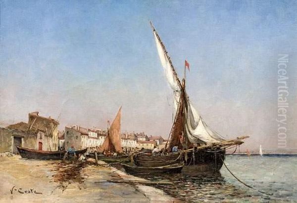 Le Retour De La Peche. Oil Painting by Victor Coste