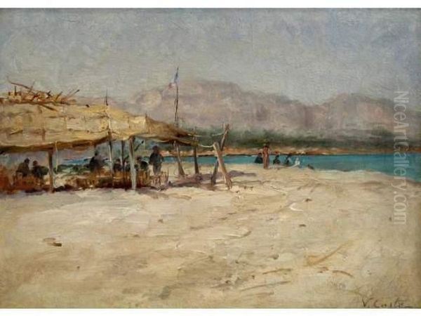 Bord De Mer A Antibes. Oil Painting by Victor Coste