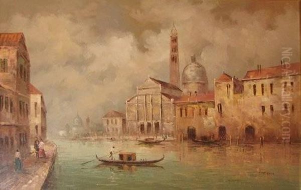 Venetian Scene Oil Painting by Valentine J. Costello