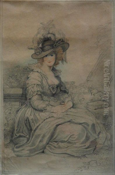 Portrait Of A Lady Seated In A Garden Oil Painting by Richard Cosway