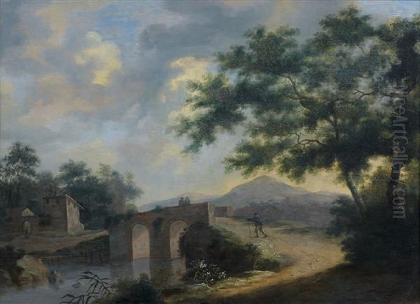 Promeneurs Sur Un Pont Oil Painting by Pieter Cosyn