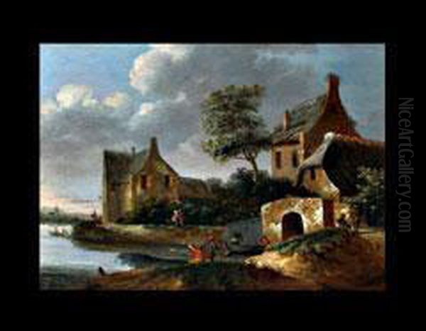 Dorf An Einem Fluss Oil Painting by Pieter Cosyn