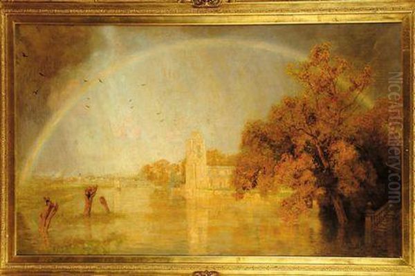 Rainbow In Hemingford Oil Painting by Frederick George Cotman