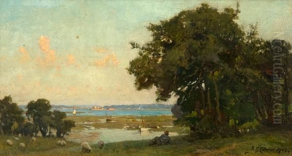 At The Mouth Of Southampton Water Oil Painting by Frederick George Cotman