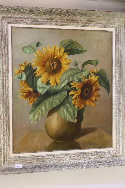 Zonnebloemen Oil Painting by Piet Johannes Cottaar