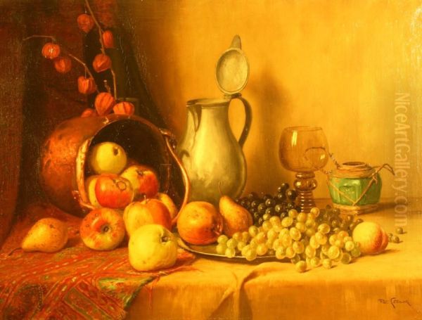 Gevarieerd Stilleven. Gesigneerd Oil Painting by Piet Johannes Cottaar