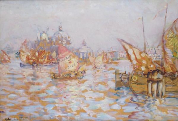 Gondoles A Venise Oil Painting by Charles Cottet