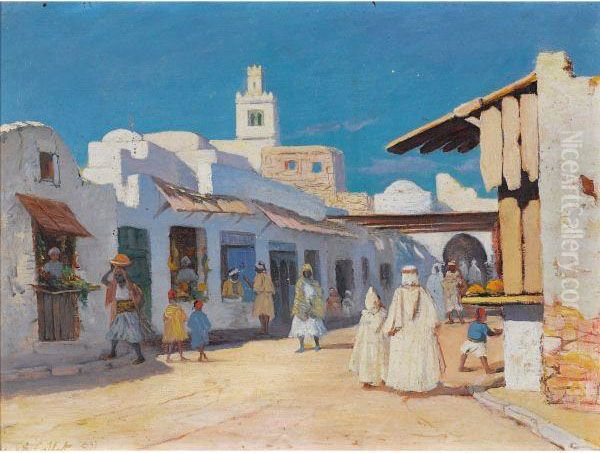 Vue D'une Rue A Tunis Oil Painting by Charles Cottet