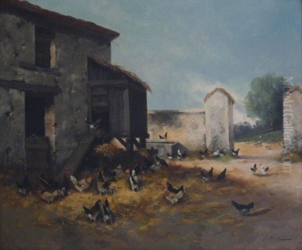 Le Poulailler Oil Painting by Eugene Cottin