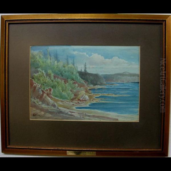 Canadian Lakeshore Scene Oil Painting by John Wesley Cotton