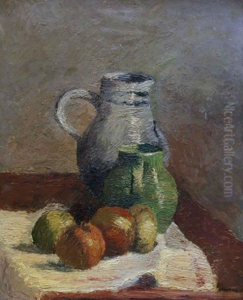 Nature Morte Aux Pichets Et Fruits Oil Painting by Marcel Couchaux