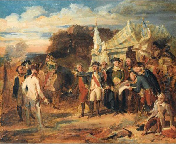 La Prise De Yorktown Le 17 Aout 1781 Oil Painting by L. Charles Auguste Couder