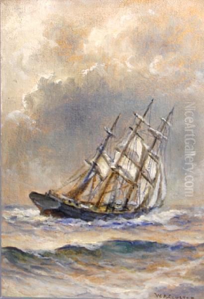 Ship On Choppy Seas Oil Painting by William Alexander Coulter