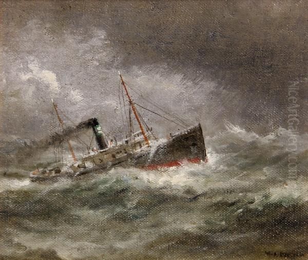 Ship On Rough Seas Oil Painting by William Alexander Coulter