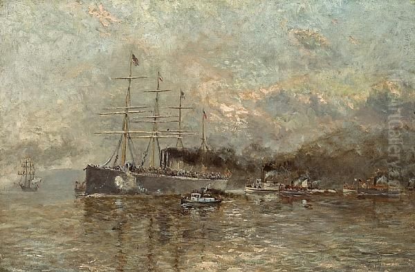 President Ulysses S. Grant's Return To Americaaboard The Ship 'city Of Tokyo' Of The Pacific Mail Steamshipcompany Oil Painting by William Alexander Coulter