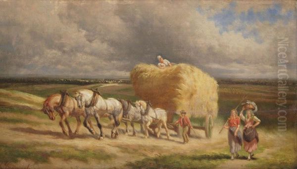 Terugkeer Van Het Veld Bijonweerachtig Weer Oil Painting by Charles Coumont