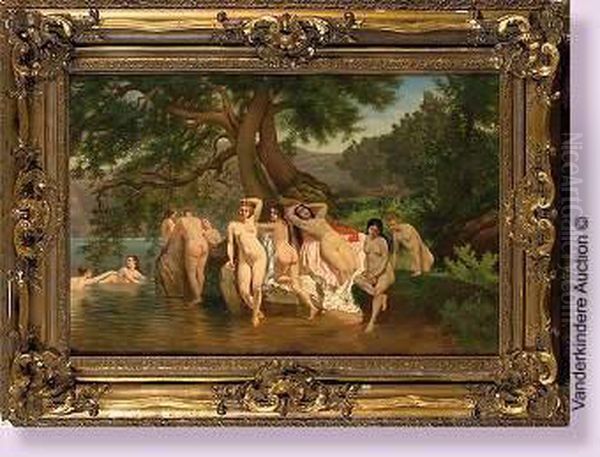 Les Baigneuses Oil Painting by Charles Coumont