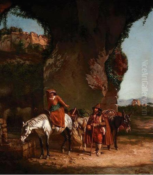 The Well Oil Painting by Charles Coumont