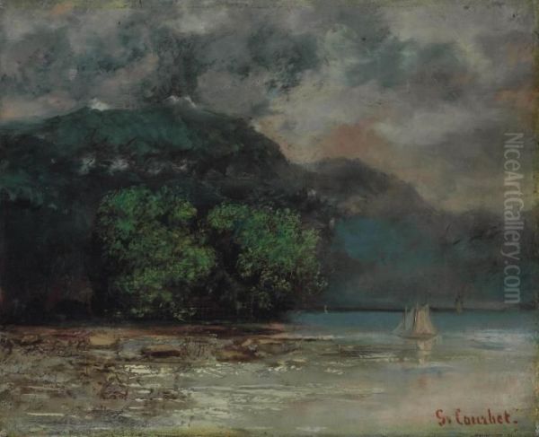 Lac Leman Avant La Tempete Oil Painting by Gustave Courbet