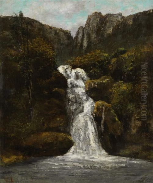 La Cascade Oil Painting by Gustave Courbet