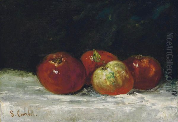 Pommes Rouges Oil Painting by Gustave Courbet