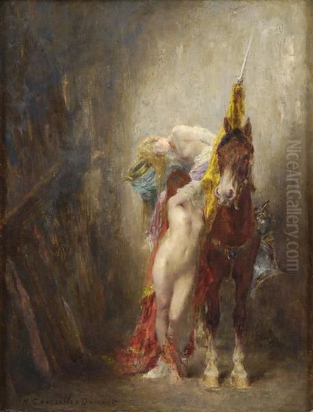 Die Neuen Odalisken. Oil Painting by Henri Courselles-Dumont