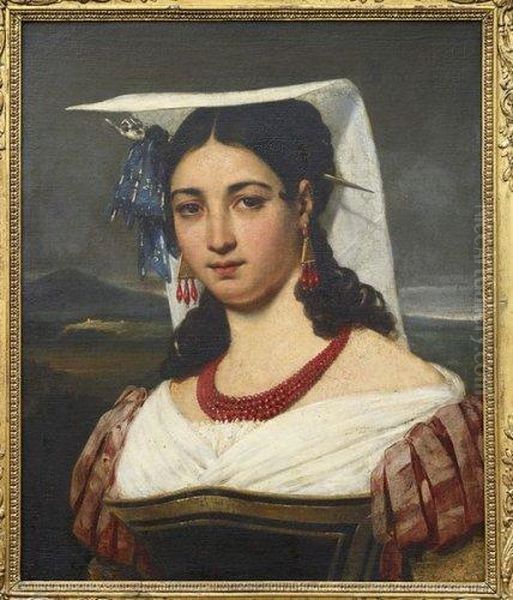 Portrait D'une Italienne Oil Painting by Joseph Desire Court