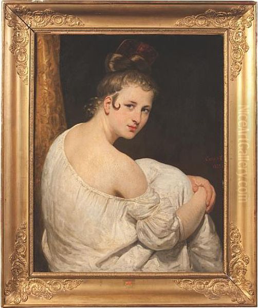 Portrait Of A Young Lady Oil Painting by Joseph Desire Court