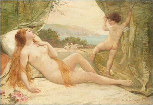 Venus And Cupid Oil Painting by Louis Courtat