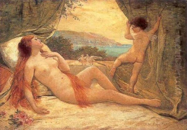 Venus And Cupid Oil Painting by Louis Courtat