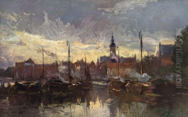 Vue De Tamise Depuis L'escaut Oil Painting by Frans Courtens