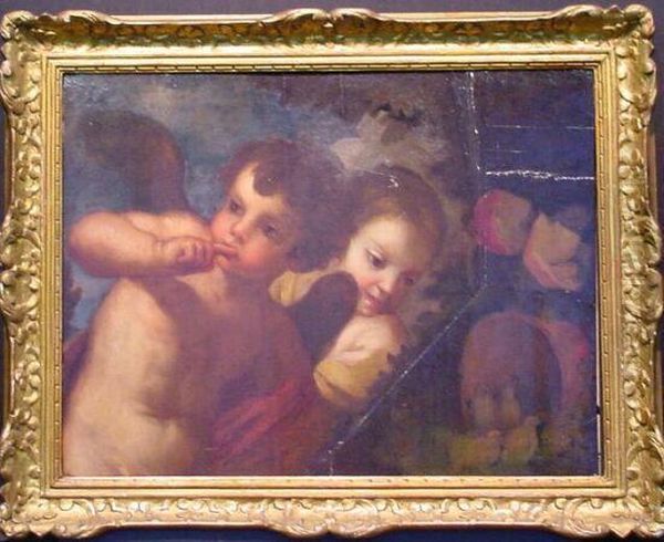 Pair Of Putti By A Still Life Oil Painting by Guglielmo Cortese (see COURTOIS, Guillaume)