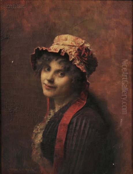 Portrait Of A Woman In A Ruffled Cap Oil Painting by Gustave Claude Etienne Courtois