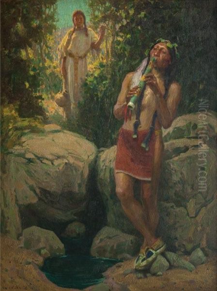 The Call Of The Flute Oil Painting by Eanger Irving Couse