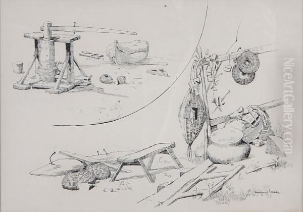 A Study Of Fishing Traps And Relatedobjects Oil Painting by Eanger Irving Couse