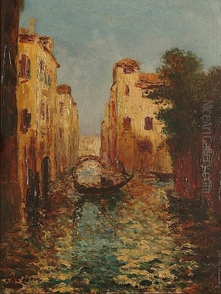 A Venetian Canal Oil Painting by Charles Cousins