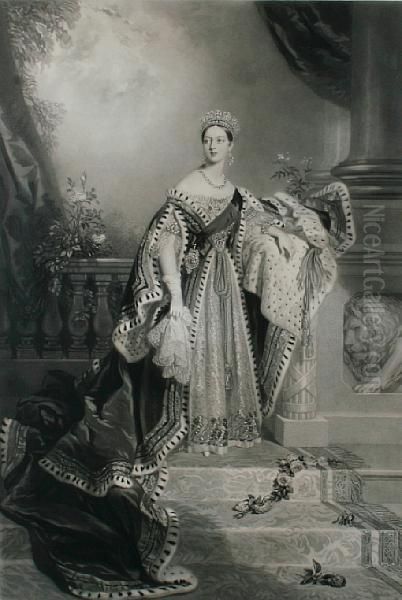 Portrait Of Queen Victoria On Hercoronation Oil Painting by Samuel Cousins