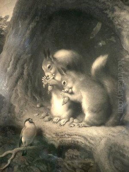 Squirrels Oil Painting by Samuel Cousins