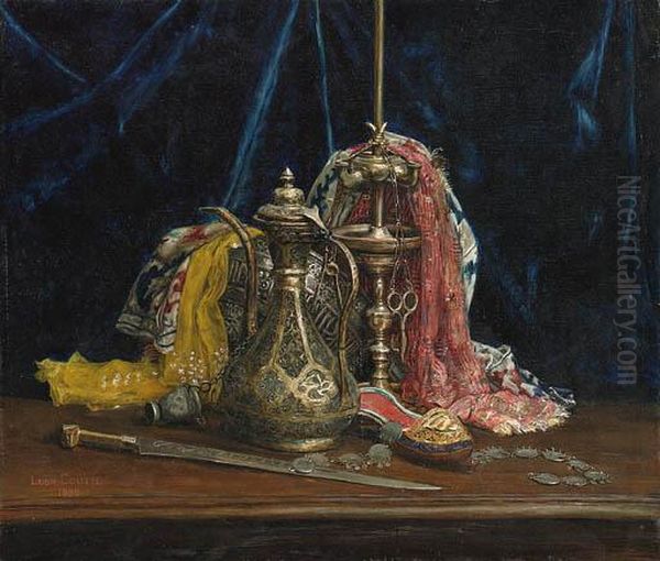 An Arabian Still Life Oil Painting by Leon Marie Coutil