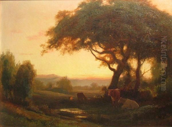 Cattle Resting Beneath Trees Oil Painting by Gordon Coutts