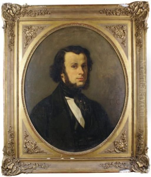 Portrait D'homme Aux Favoris Oil Painting by Thomas Couture