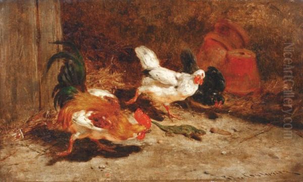 La Chasse Au Lezard Oil Painting by Leon Couturier