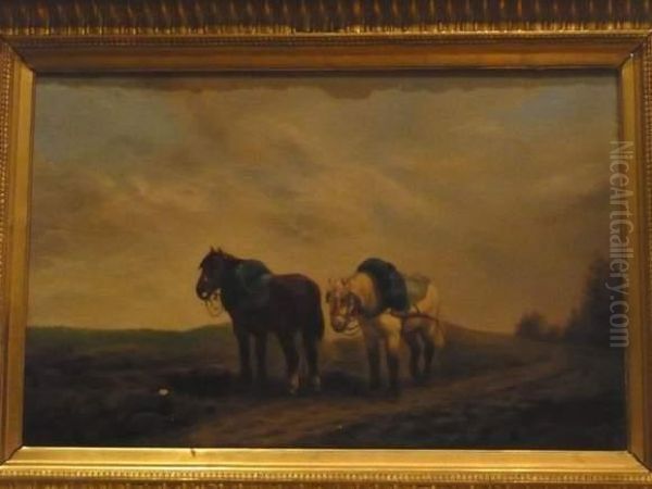 Chevaux De Trait Oil Painting by C. Couty