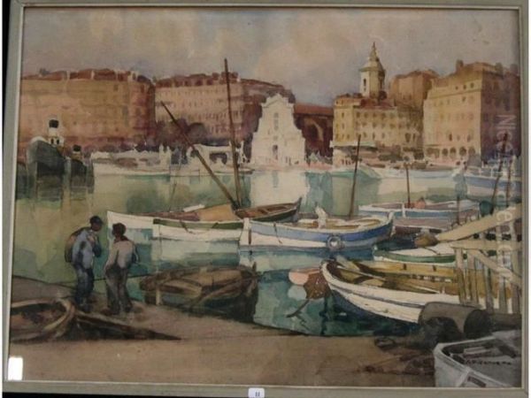 Le Port De Saint-tropez Oil Painting by Jean-Frederic Couty