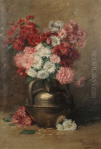 Still Life Of Flowers In A Vase Oil Painting by Jean-Frederic Couty