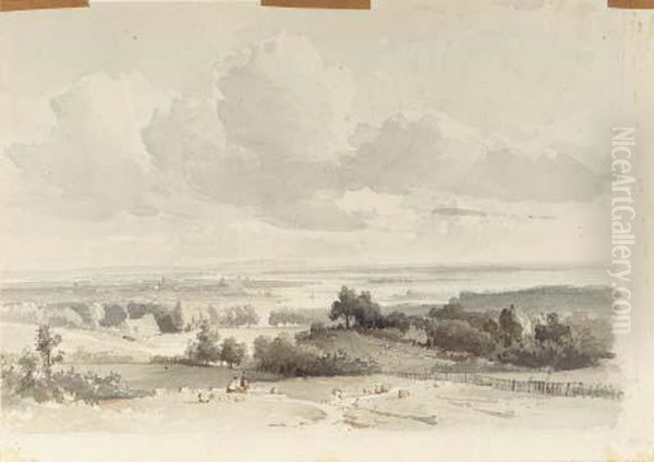 A Panoramic River Landcape (recto And Verso) Oil Painting by Abraham Johannes Couwenberg, Jzn.